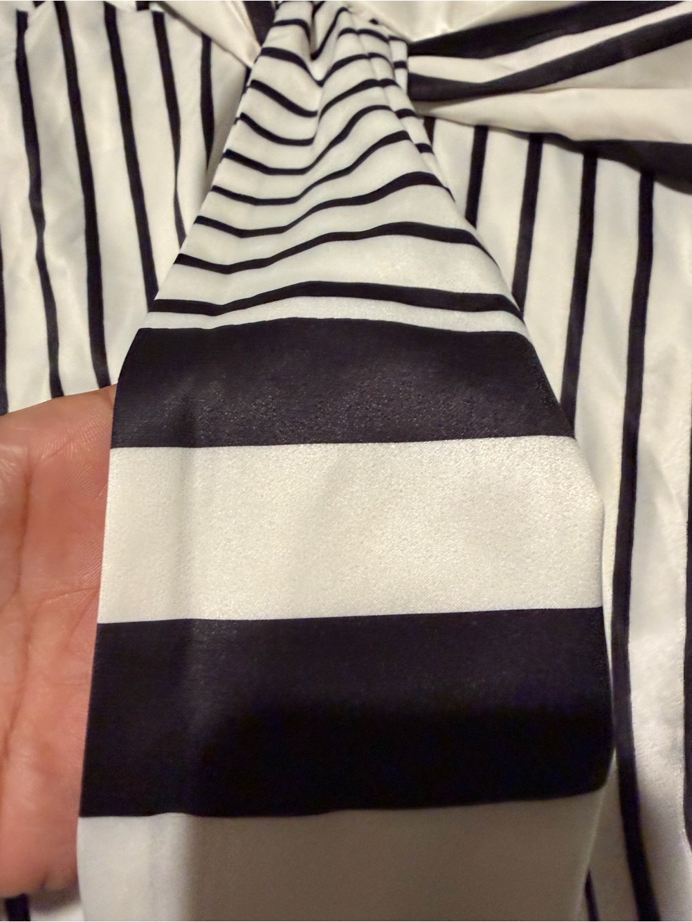 Commense Black and White One-Shoulder Striped Midi Dress - Picture 11 of 11